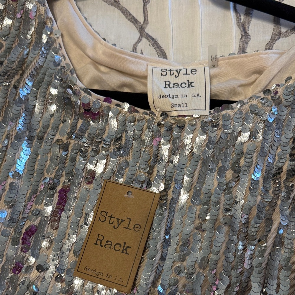 Style Rack Shimmering Silver Sequin cocktail dres… - image 2